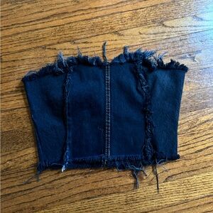 Nasty Gal Black Denim Frayed Top